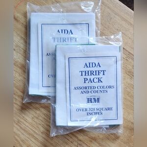 Lot of 2 AIDA THRIFT PACK Cross Stitch Fabric Assortment Over 325 Square Inches